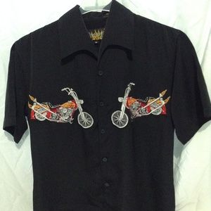 Dragonfly Buttton Shirt Motorcycle Embroidery